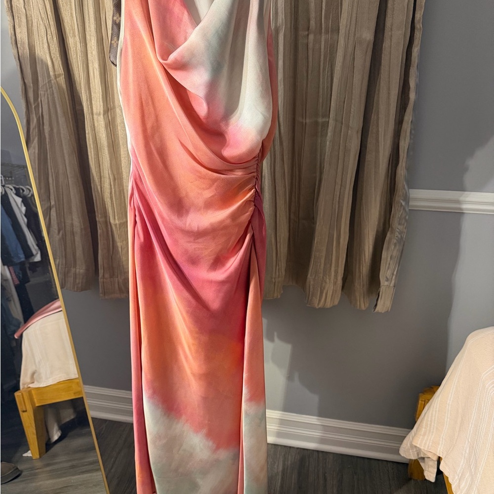 Zara Pink-to-Mint Satin Ombre Slip Dress size small never worn no tags